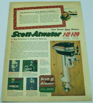 1948 Print Ad Scott - Atwater 1 - 12 Outboard Motors 3.  6 Hp Minneapolis,  Mn