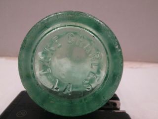 Lake Charles La,  Vintage Green Glass Embossed Coca Cola Bottle 6 1/2 Oz