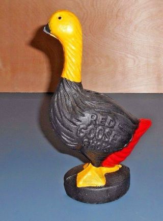 Red Goose Shoes Cast Iron Coin Savings Bank Advertising Premium 8 1/2 " Tall