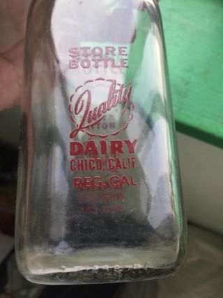 Antique Quality Dairy Milk Bottle Chico California Half Pint