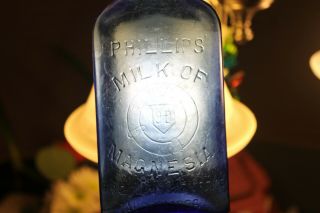 2 Antique Cobalt Blue Phillips Milk Of Magnesia Aug 21 1906 4