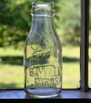 Vintage Bayview Farms One Pint Milk Dairy Bottle Virginia Beach Va