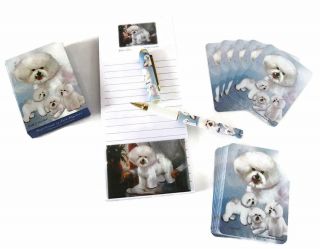 Bichon Frise Gift Set (magnetic List Pad,  Pen,  Magnet & Playing Cards) Ruth