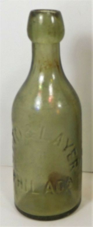 C1880 Lite Green Blob Top Soda Bottle - Otto & Layer Philada.