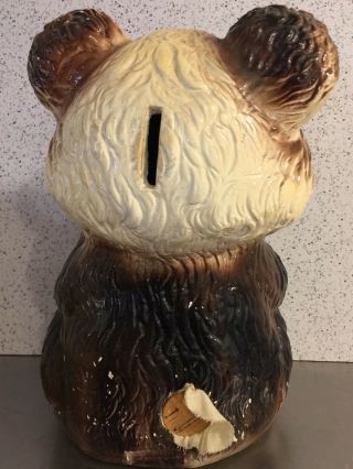 Vintage Chalkware Bank Still Panda Teddy Bear Carnival Prize Silvestri Bros Cork 4
