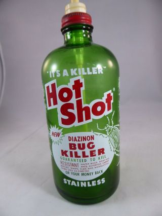 Vintage Glass Bottle: Hot Shot Diazinon Bug Killer 1 Pint