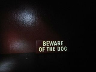 Vintage Old BEWARE OF THE DOG Tin Metal Reflective Hetrolite Sign Junkyard Shop 6