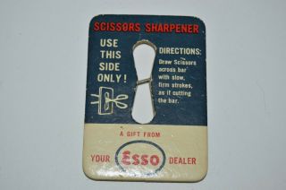 Vintage Esso Gas Dealer Cardboard Scissors Sharpener Rare Ex