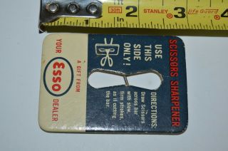 Vintage ESSO Gas Dealer Cardboard Scissors Sharpener Rare EX 3