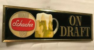 Schaefer Beer On Draft Sign 3 - Dimensional Vacuum Formed Sign 24 " X 8 " Vintage