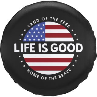 Life Is Good.  Tire Cover Circle Flag - Night Black (30)