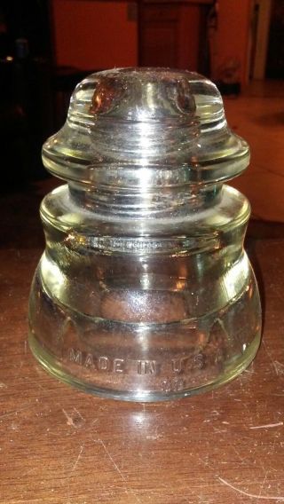 Old Vtg Antique Whitall Tatum Co No 1 Clear Electrical Glass Insulator Usa