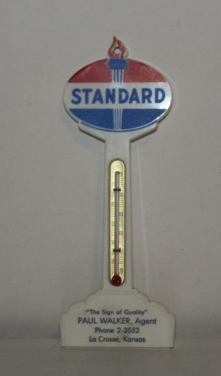 Vintage 1950 Standard Amoco Gas & Oil Co.  Advertising Thermometer La Crosse,  Ks