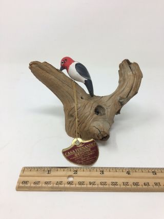 Vintage Casa Fernandez Hand Carved And Painted Woodpecker On Driftwood