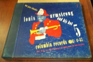 Louis Armstrong - Hot Jazz Classic 4x10 " Shellac Set In Album 78rpm Columbia Rec.