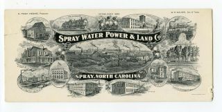 Spray Water Power & Land Co.  North Carolina 1880 