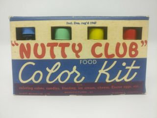 Nutty Club Food Color Vintage Glass Bottle Box Set Grocery Prop Display