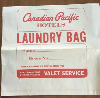 Rare Unique Vintage Canadian Pacific Hotels Laundry Bag