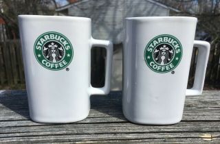 Starbucks 12 Oz Square Shaped Mug,  Mermaid Logo 2007 Set Of 2