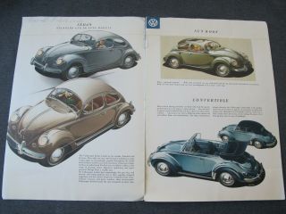 1950 ' s Beetle VW volkswagen car Sedan Sun roof & convertible Brochure W1/16E 2