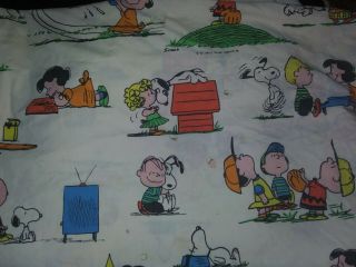 Vintage 1971 Peanuts Gang Charlie Brown Snoopy Twin Fitted Bed Sheet