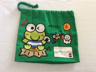 Vintage Kero Kero Keroppi Sanrio Small Cloth Bag 1988,  1994 Made In Japan