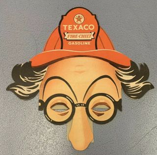 Vintage 1930’s Texaco Fire Chief Gasoline Promo Advertising Cardboard Mask