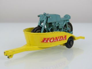 Lesney Matchbox Vintage 1967 38 Honda Motorcycle & Trailer Label Regular Wheels