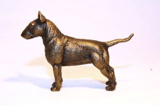 Bull Terrier Statuette,  Dog Miniature Pewter Figurine Tin,  Bronze Color