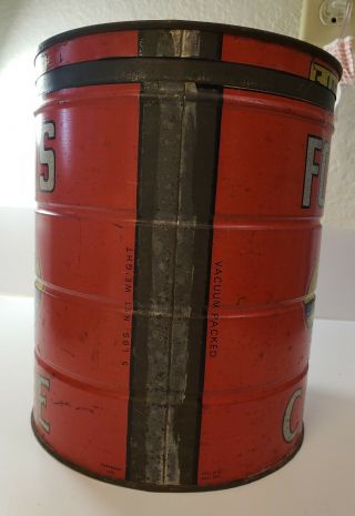 HUGE VINTAGE FOLGERS COFFEE CAN 5 lb POUND EMPTY TIN CAN 4