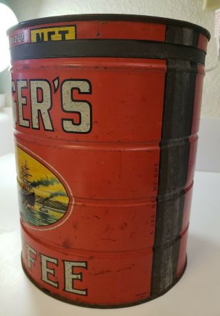 HUGE VINTAGE FOLGERS COFFEE CAN 5 lb POUND EMPTY TIN CAN 5