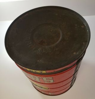 HUGE VINTAGE FOLGERS COFFEE CAN 5 lb POUND EMPTY TIN CAN 6