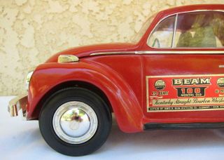 Vintage 1973 Jim Beam Kentuky Whiskey VW Volkswagen Beetle Decanter Red Bottle 2