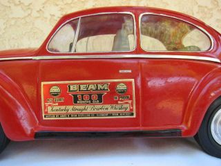 Vintage 1973 Jim Beam Kentuky Whiskey VW Volkswagen Beetle Decanter Red Bottle 3