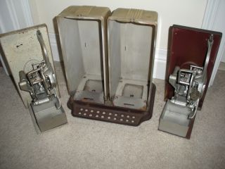 Schermack SIDE BY SIDE 1 & 5 Cent Postage Stamp Vending Machines w/ COUNTER BASE 2