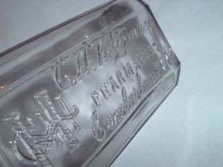 Vintage C.  H.  Holtzman Glass Bottle Cumberland Maryland Pharmacist 5” VERY CLEAR 3