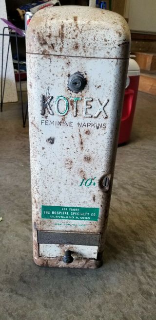 Vintage Kotex 10 Cents Wall Mount Vending Machine With Route 66 History Coin Op