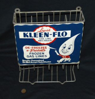 Scarce Kleen Flo Gas Line Antifreeze Product Display Rack c.  1950 ' s 2
