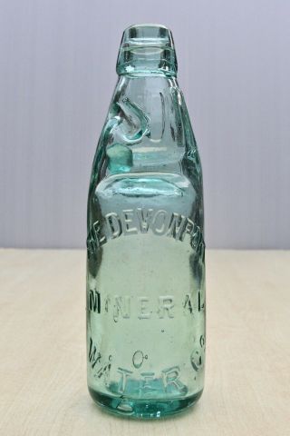 Vintage C1900s The Devonport Mineral Water Co Plymouth Devon 10oz Codd Bottle