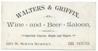 Walters & Griffin Saloon,  St.  Louis Trade Card,  Anti - Women 
