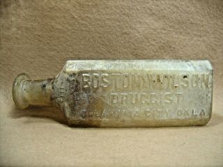 Antique Oklahoma City Drugstore Medicine Bottle " Boston Wilson "