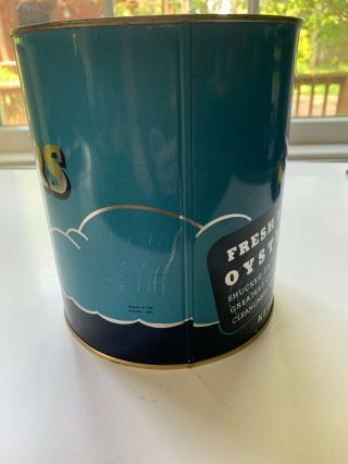 Vintage Delicious Oysters 1 Gallon Tin Can From Coles Point Virginia 2