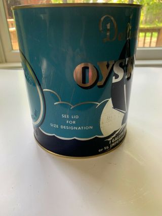 Vintage Delicious Oysters 1 Gallon Tin Can From Coles Point Virginia 5