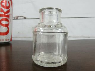 Antique Clear Glass Carters Ink Well Round Style Mold Blown Applied Top