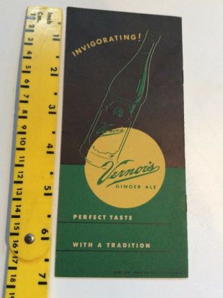 Vernor`s Ginger Ale Pop Soda Recipe Brochure Detroit Plant - Vintage