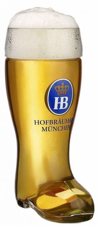 Hofbrauhaus Munchen German Glass Beer Boot.  5 L Munich Germany Oktoberfest