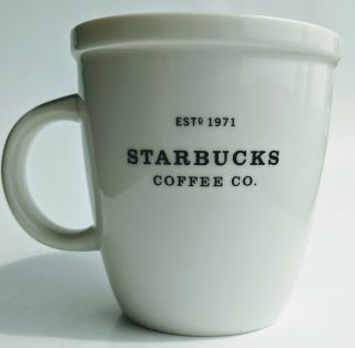 Starbucks Coffee Mug Cup 2001 Barista Abbey White 18 Oz Black Graphics Est 1971