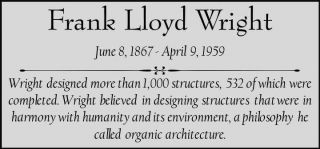 Frank Lloyd Wright Custom Laser Engraved 2 X 4 Inch Plaque