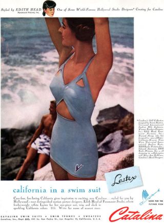 Hollywood Designer Edith Head Catalina Swim Suit Paramount Studios 1947 Print Ad