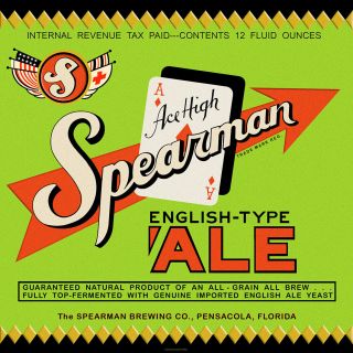 17 " X 17 " Reproduced Spearman Ace High Ale Beer Label On Canvas